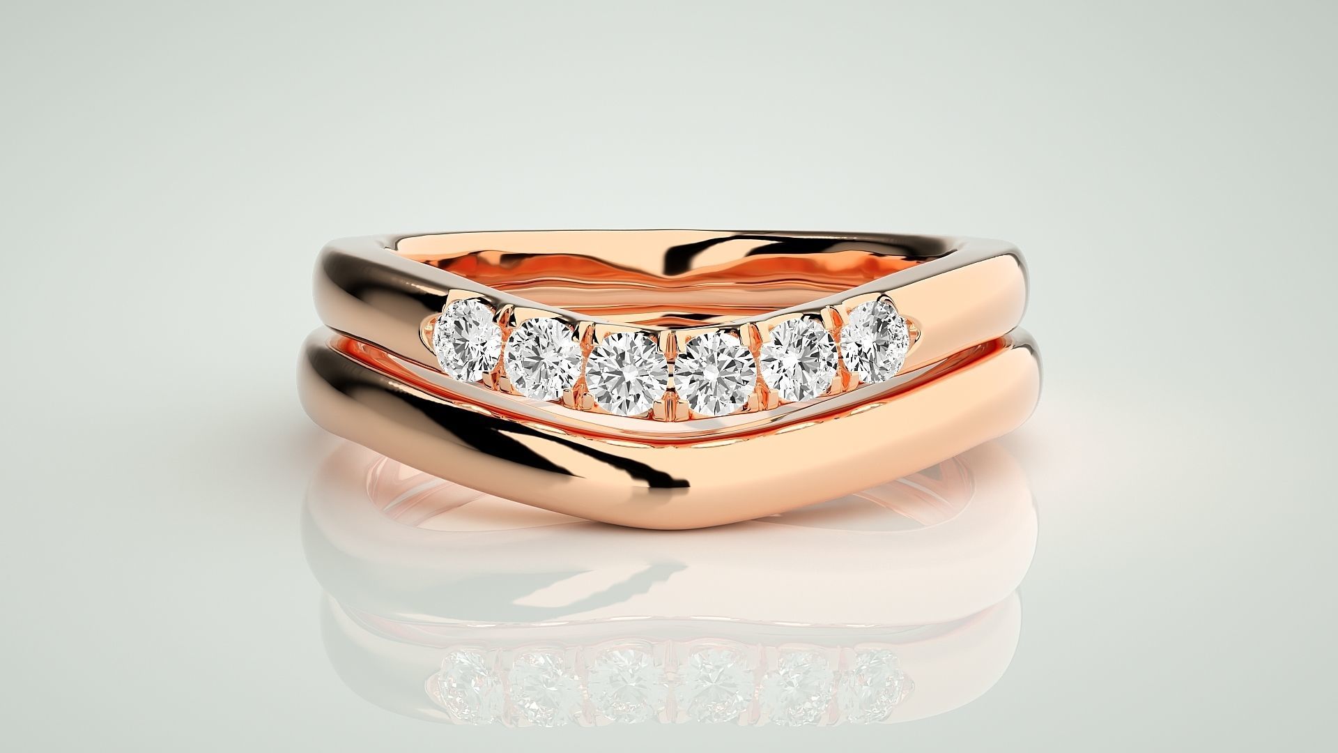 Diamond Couple Band Ring 3dm stl render detail 3D print model_2