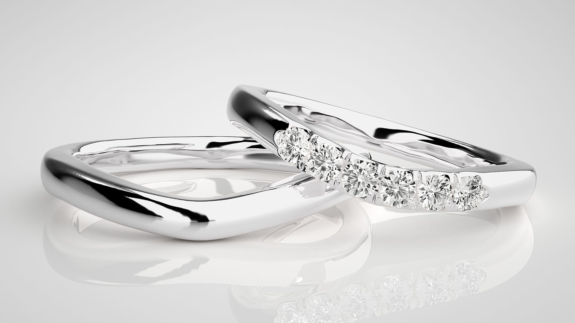 Diamond Couple Band Ring 3dm stl render detail 3D print model_5