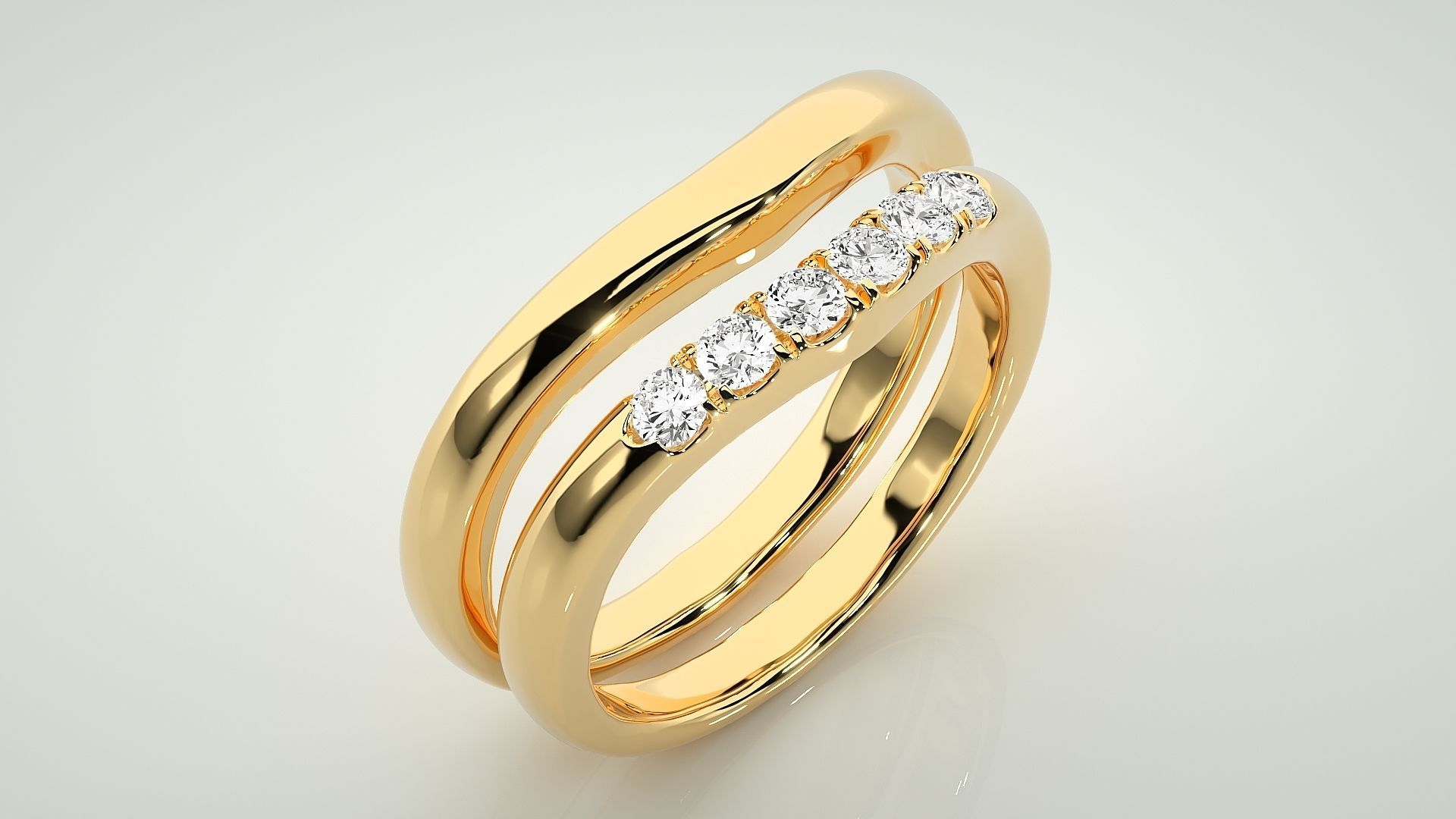 Diamond Couple Band Ring 3dm stl render detail 3D print model_12