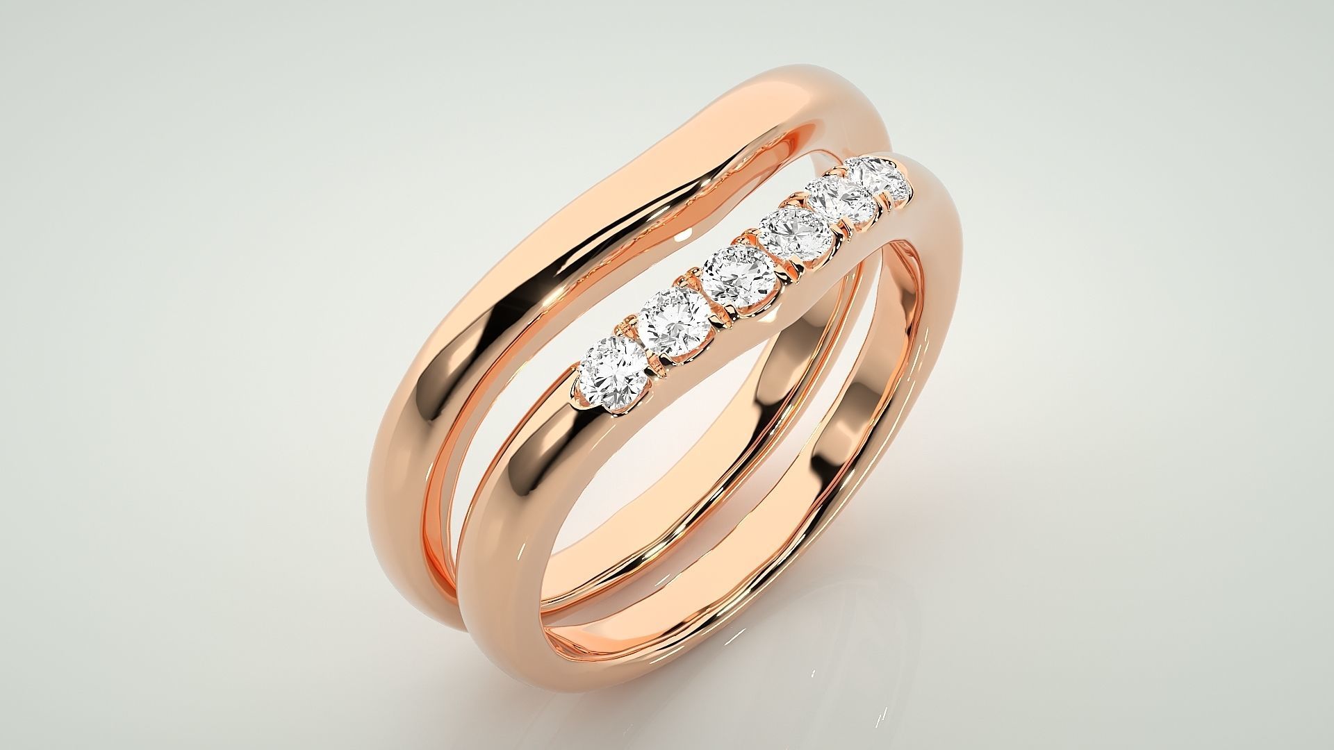 Diamond Couple Band Ring 3dm stl render detail 3D print model_4