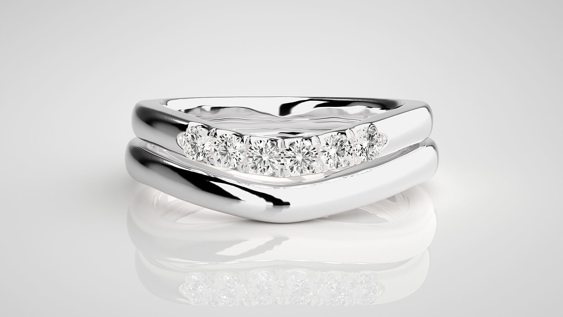 Diamond Couple Band Ring 3dm stl render detail 3D print model_7