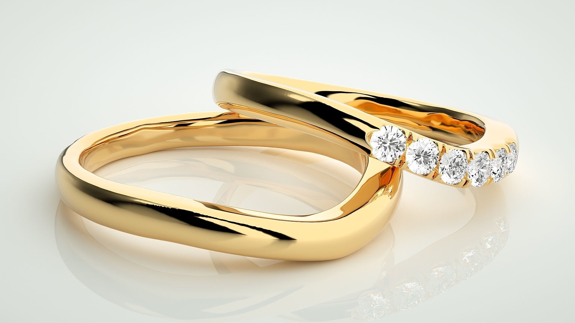 Diamond Couple Band Ring 3dm stl render detail 3D print model_10
