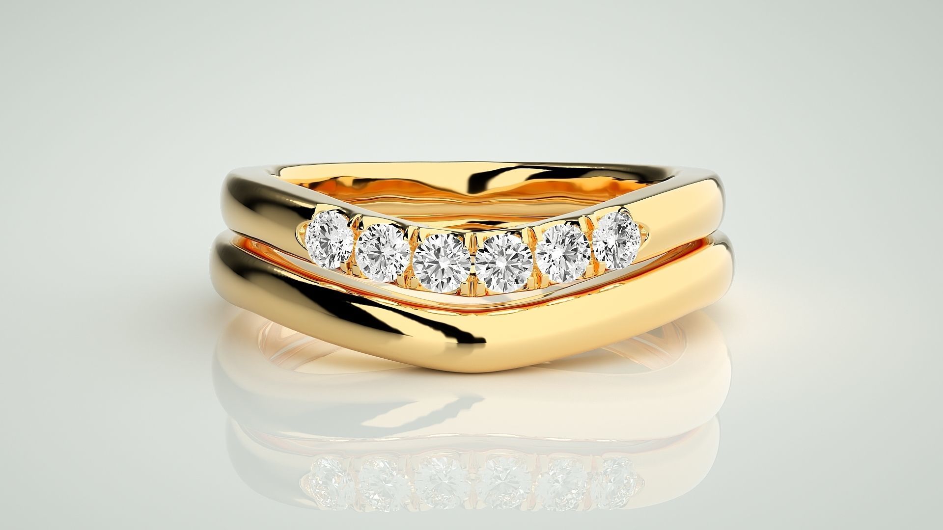 Diamond Couple Band Ring 3dm stl render detail 3D print model_11