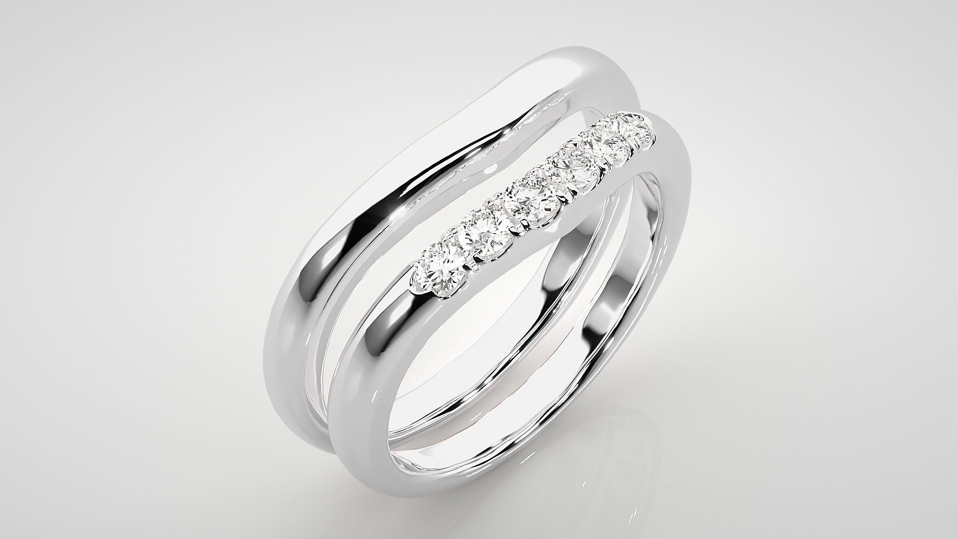 Diamond Couple Band Ring 3dm stl render detail 3D print model_8