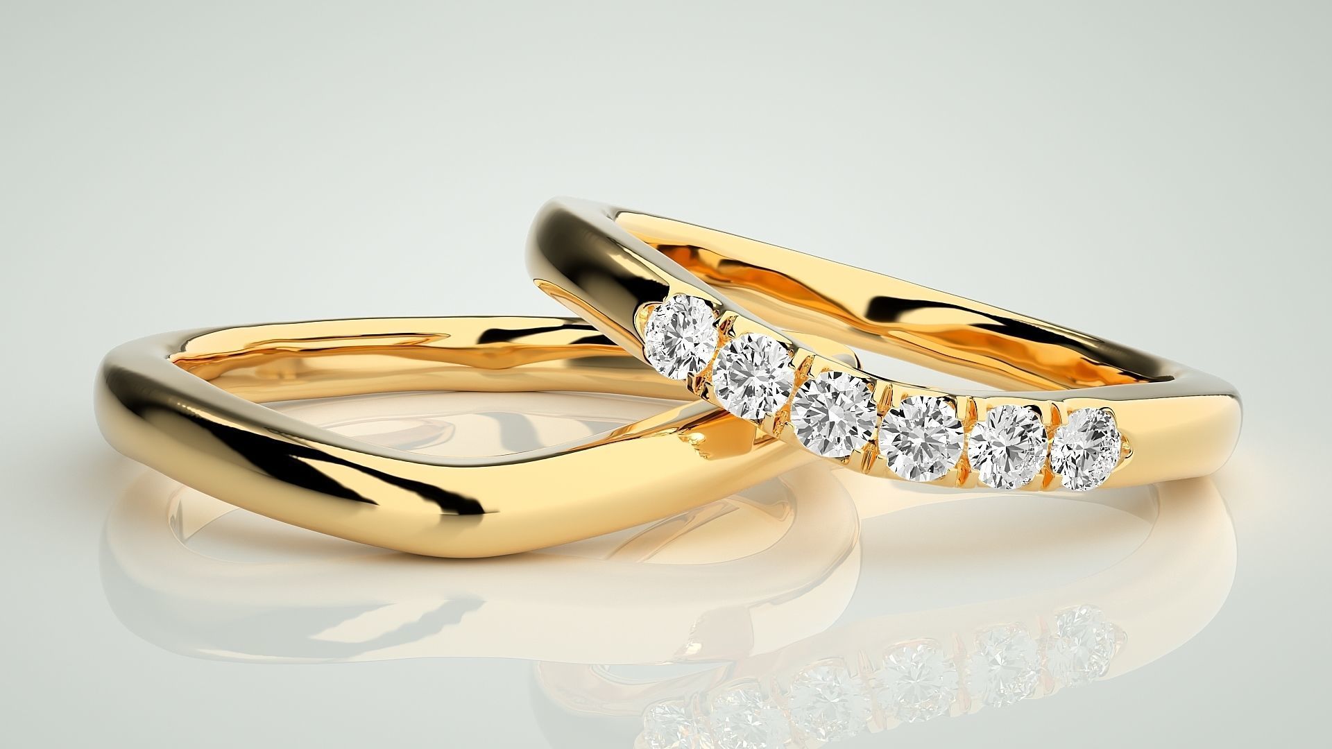Diamond Couple Band Ring 3dm stl render detail 3D print model_9
