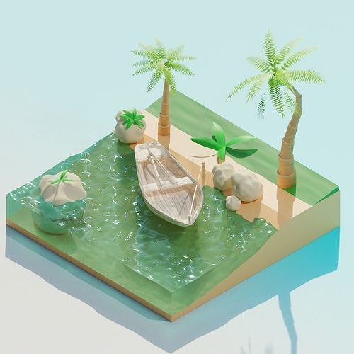 Minimalist beach or coast 3D model