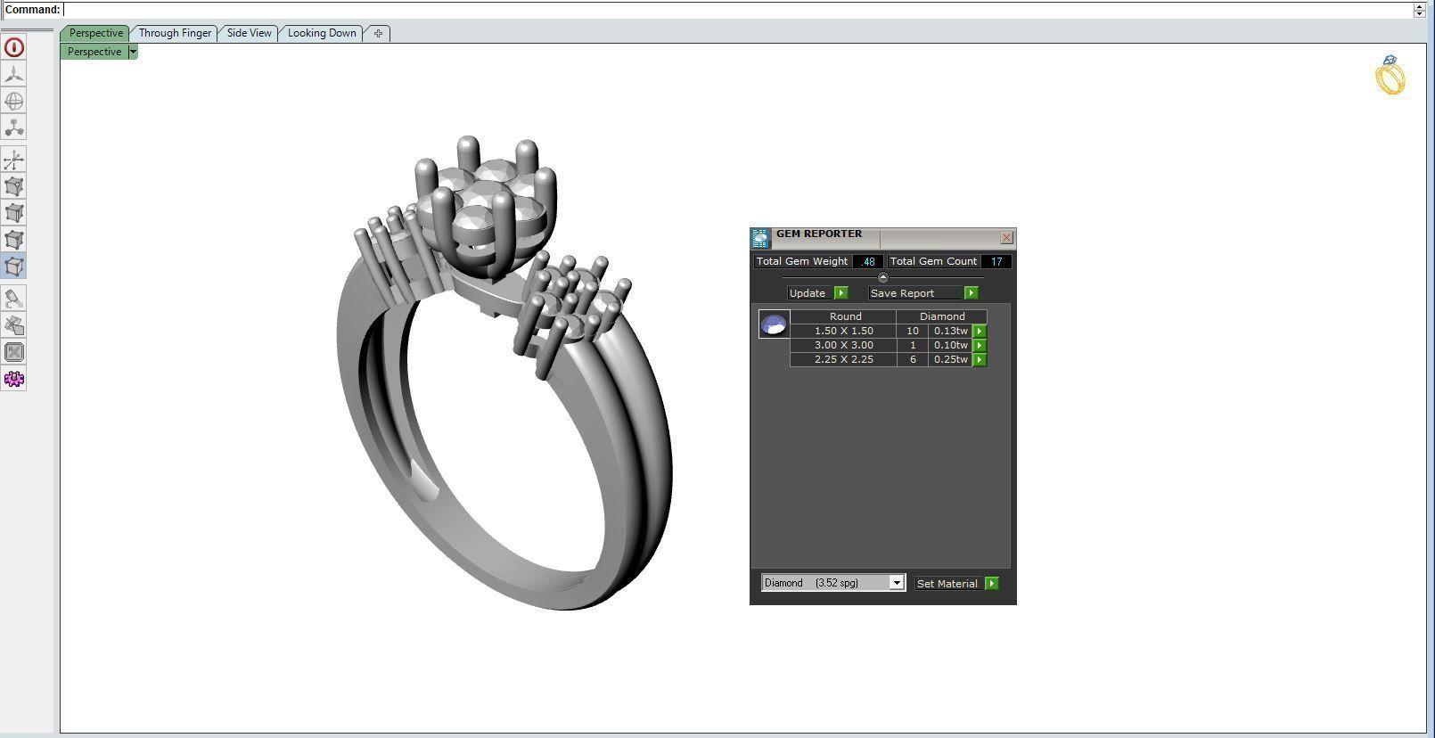 Diamond ring U-round 3D print model_13