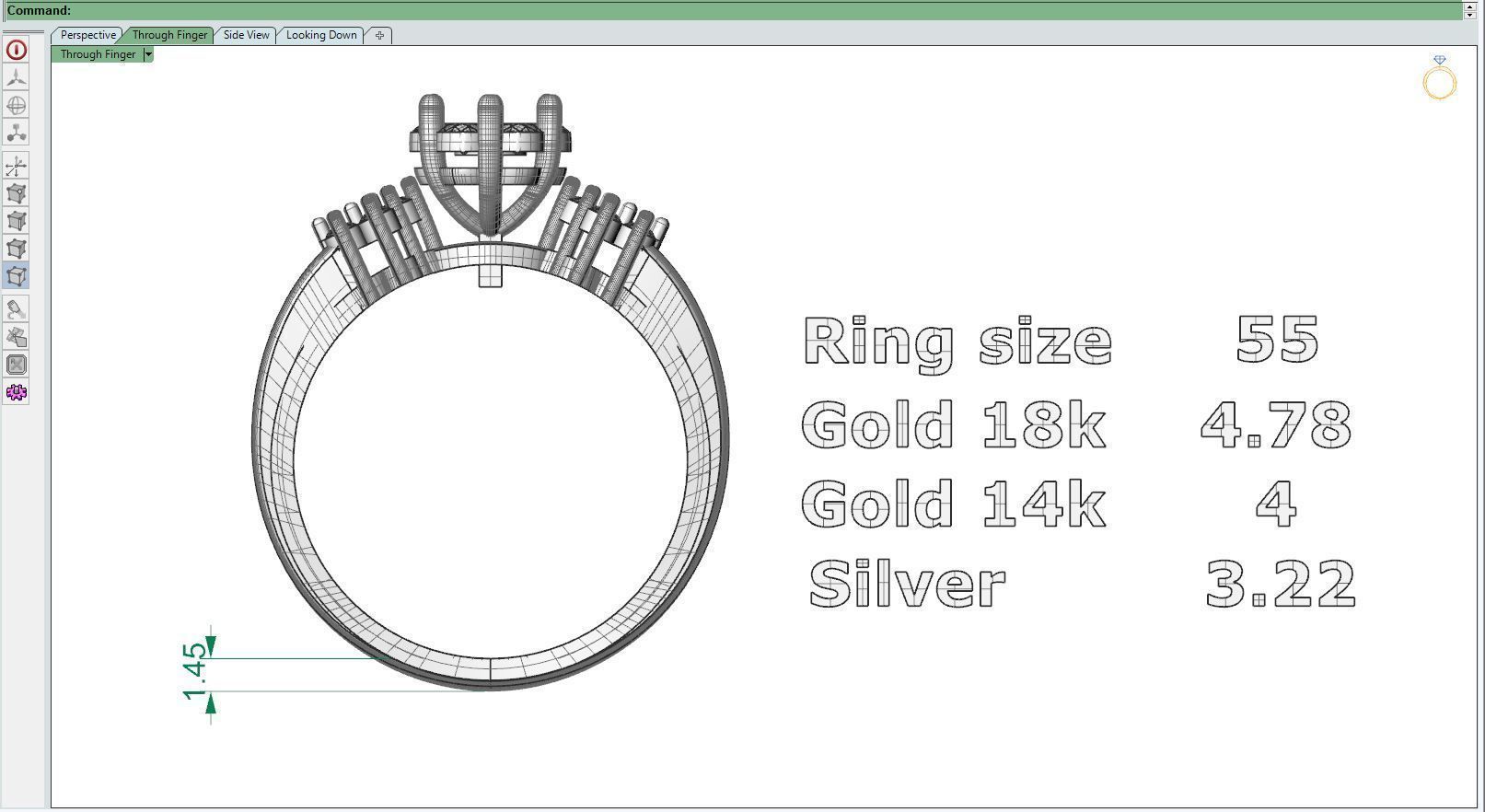 Diamond ring U-round 3D print model_9