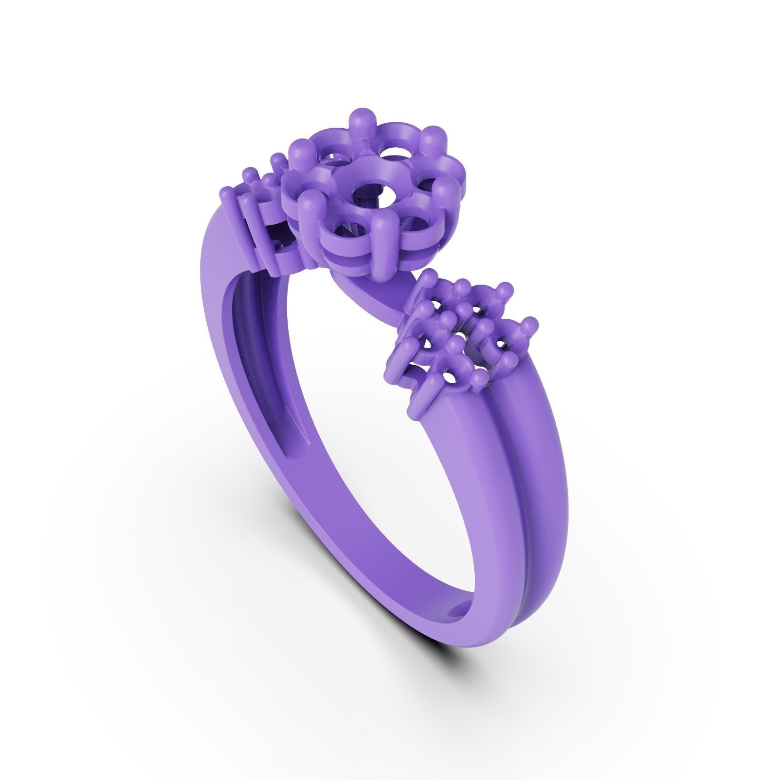 Diamond ring U-round 3D print model_4