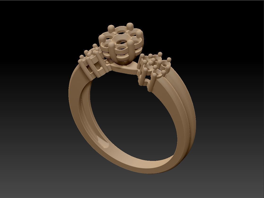 Diamond ring U-round 3D print model_12