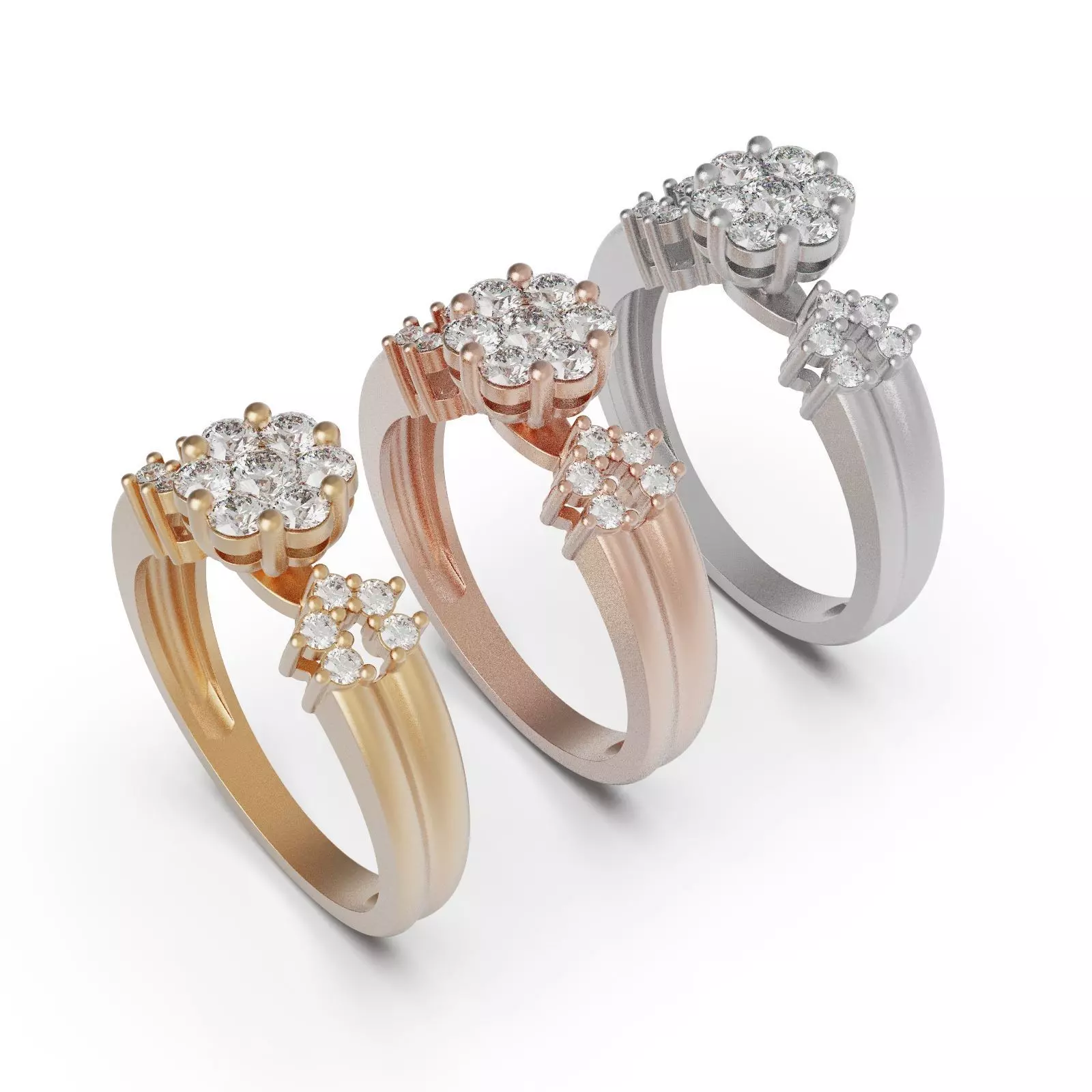 Diamond ring U-round 3D print model_0