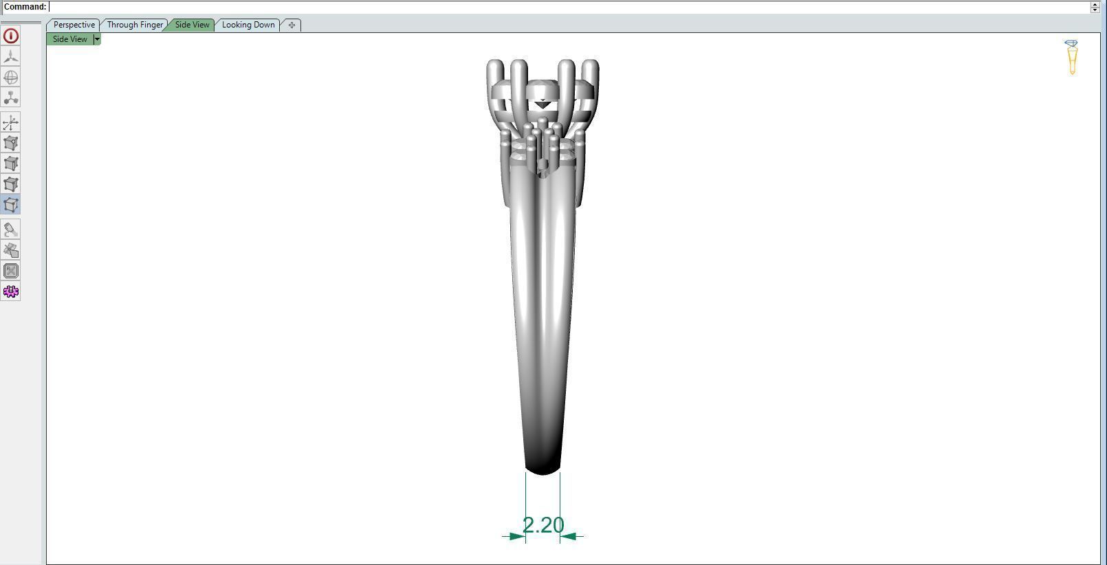 Diamond ring U-round 3D print model_11