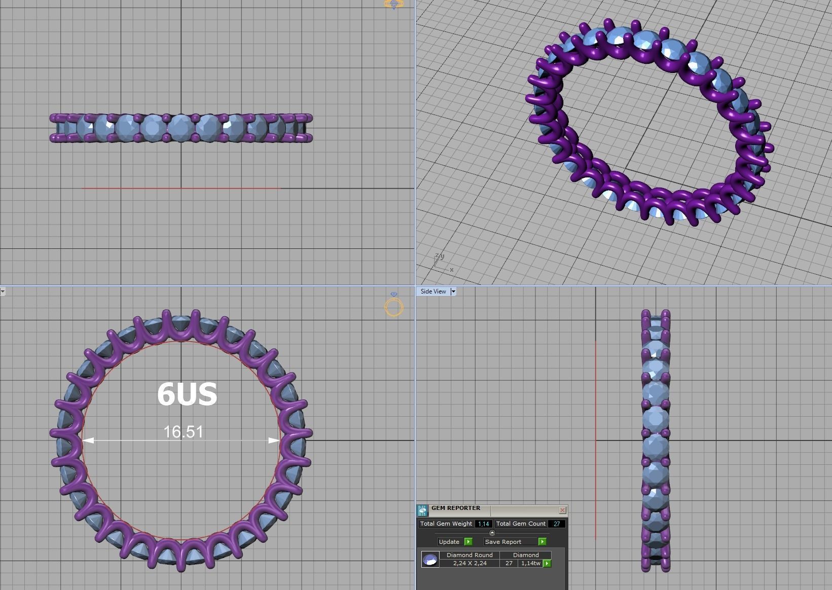 Diamond Eternity Ring Diamond U setting Ring 3dmodel 3D print model_21