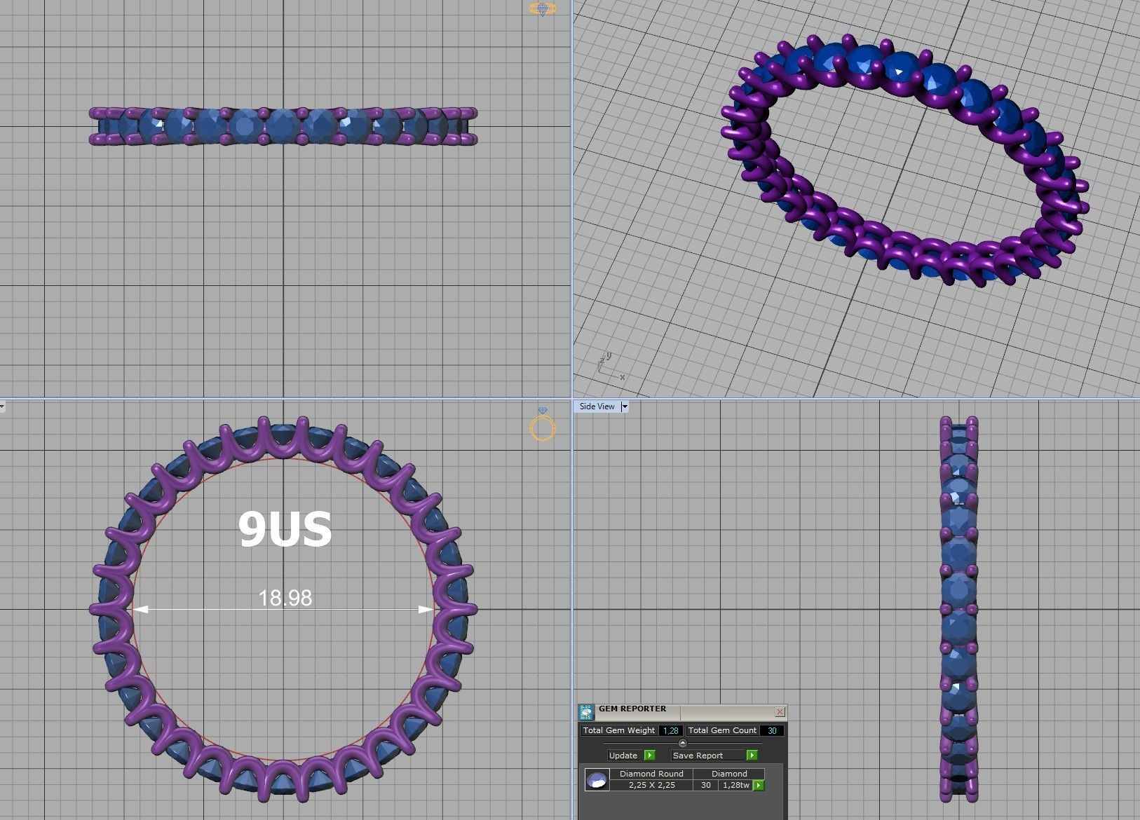 Diamond Eternity Ring Diamond U setting Ring 3dmodel 3D print model_25