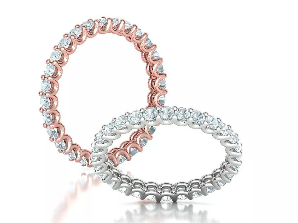 Diamond Eternity Ring Diamond U setting Ring 3dmodel 3D print model_0