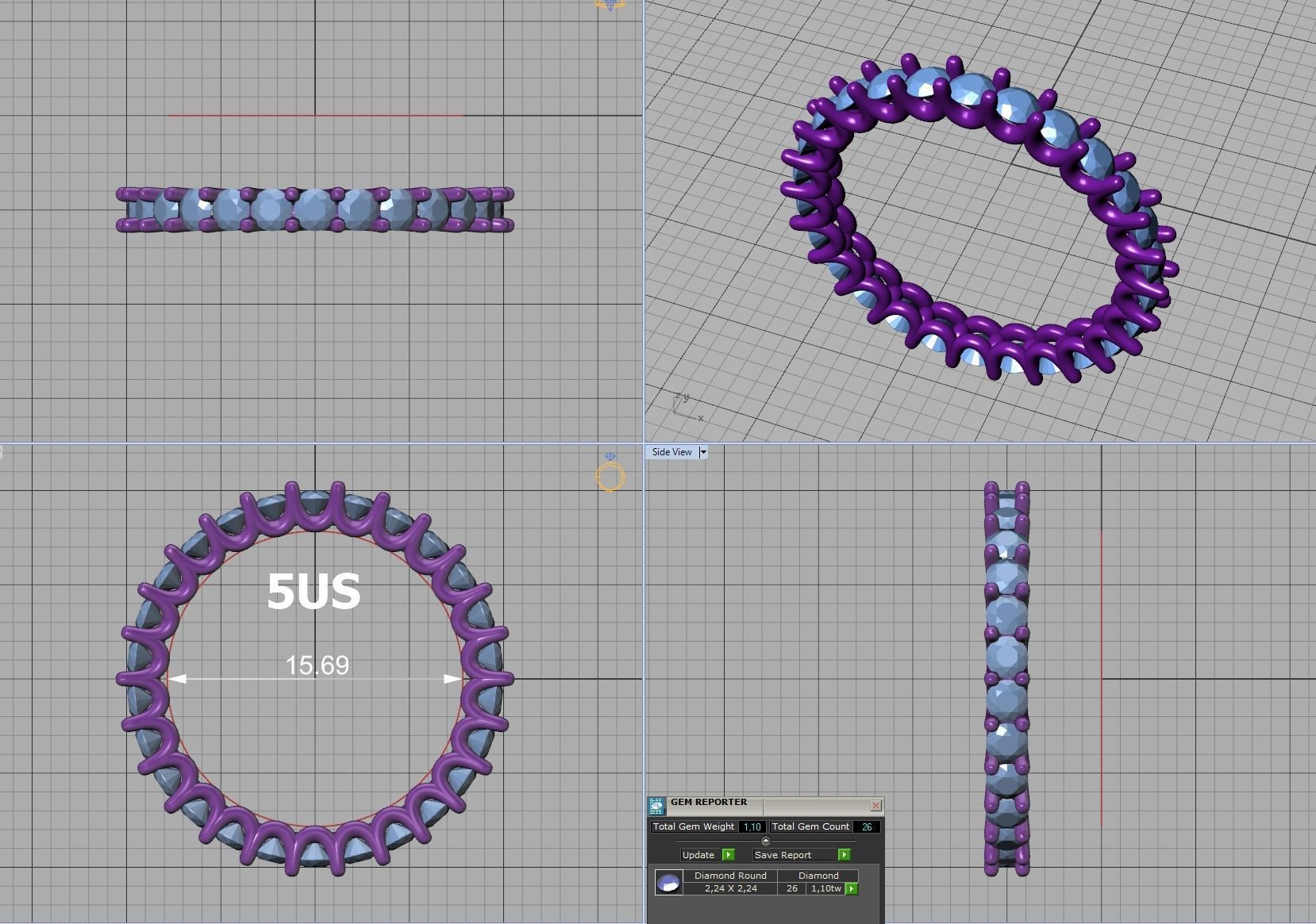 Diamond Eternity Ring Diamond U setting Ring 3dmodel 3D print model_19