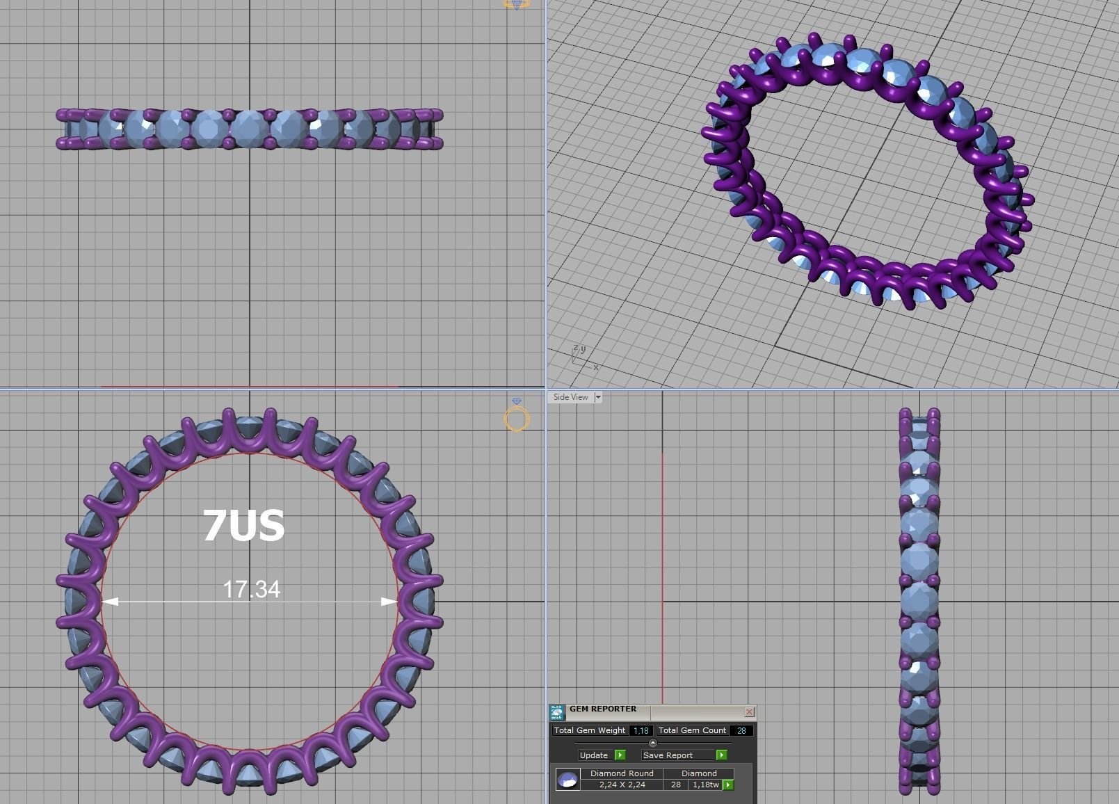 Diamond Eternity Ring Diamond U setting Ring 3dmodel 3D print model_23