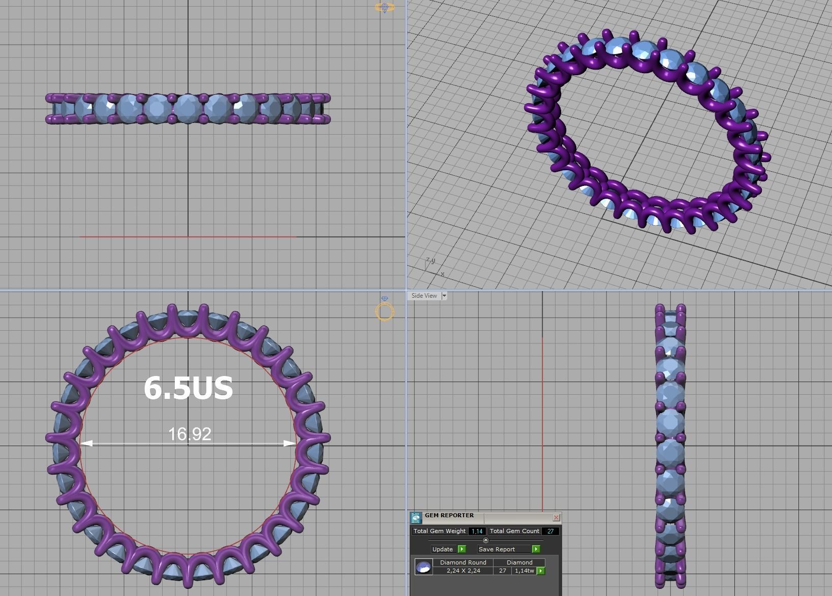 Diamond Eternity Ring Diamond U setting Ring 3dmodel 3D print model_22