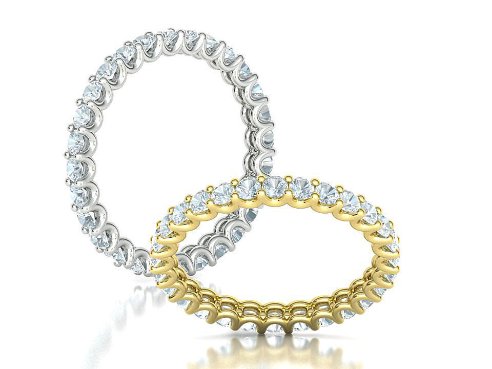 Diamond Eternity Ring Diamond U setting Ring 3dmodel 3D print model_2