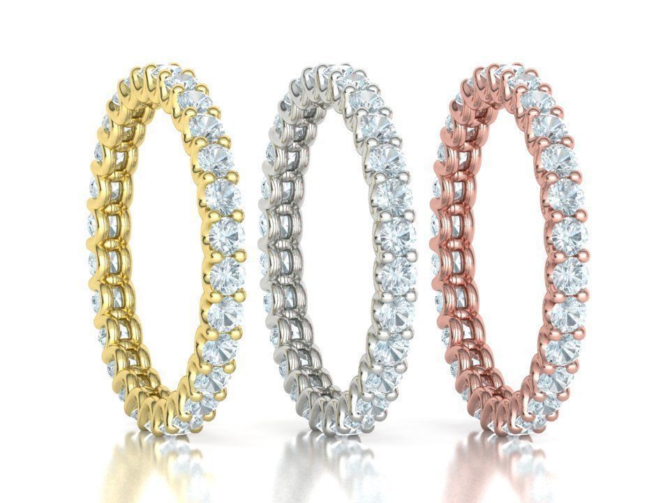 Diamond Eternity Ring Diamond U setting Ring 3dmodel 3D print model_18