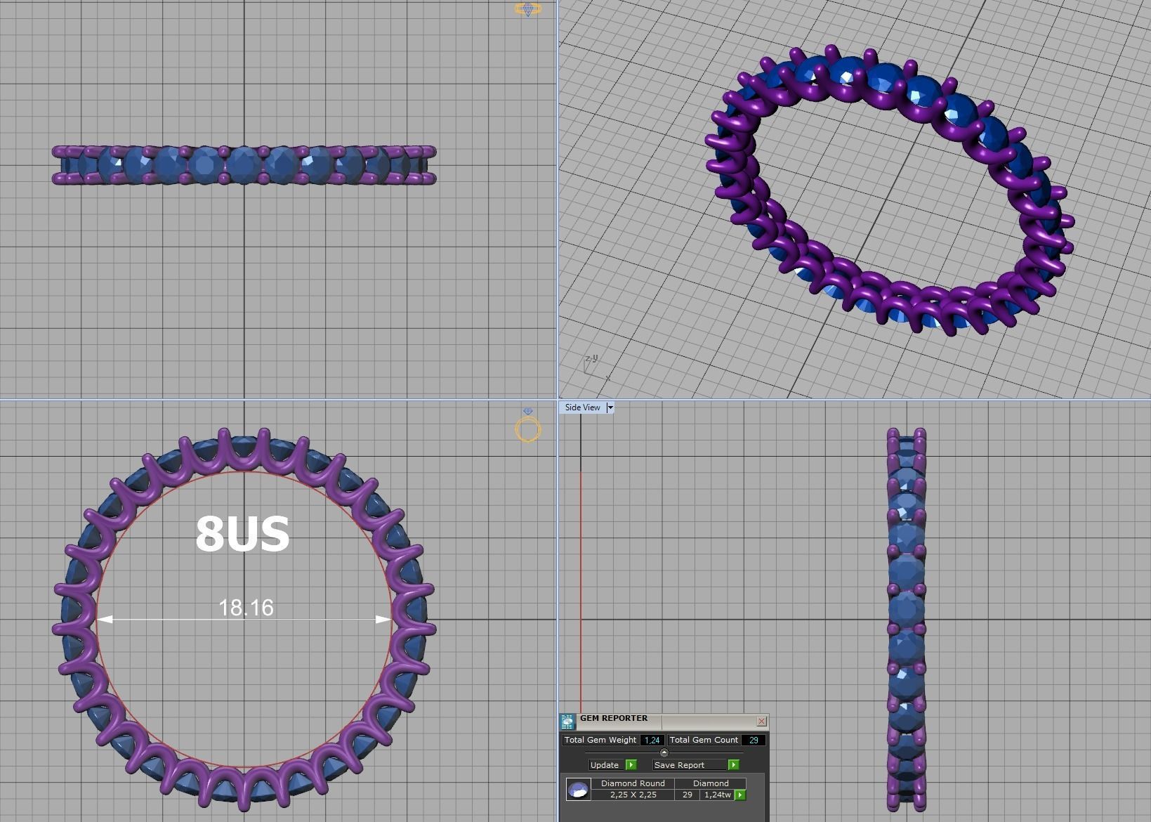 Diamond Eternity Ring Diamond U setting Ring 3dmodel 3D print model_24