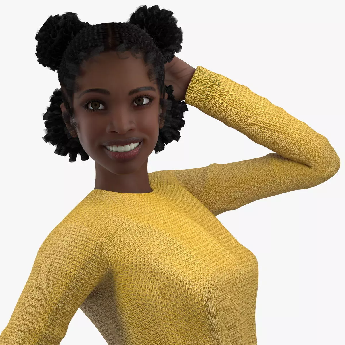 Street Style Black Teenage Girl Rigged 3D model