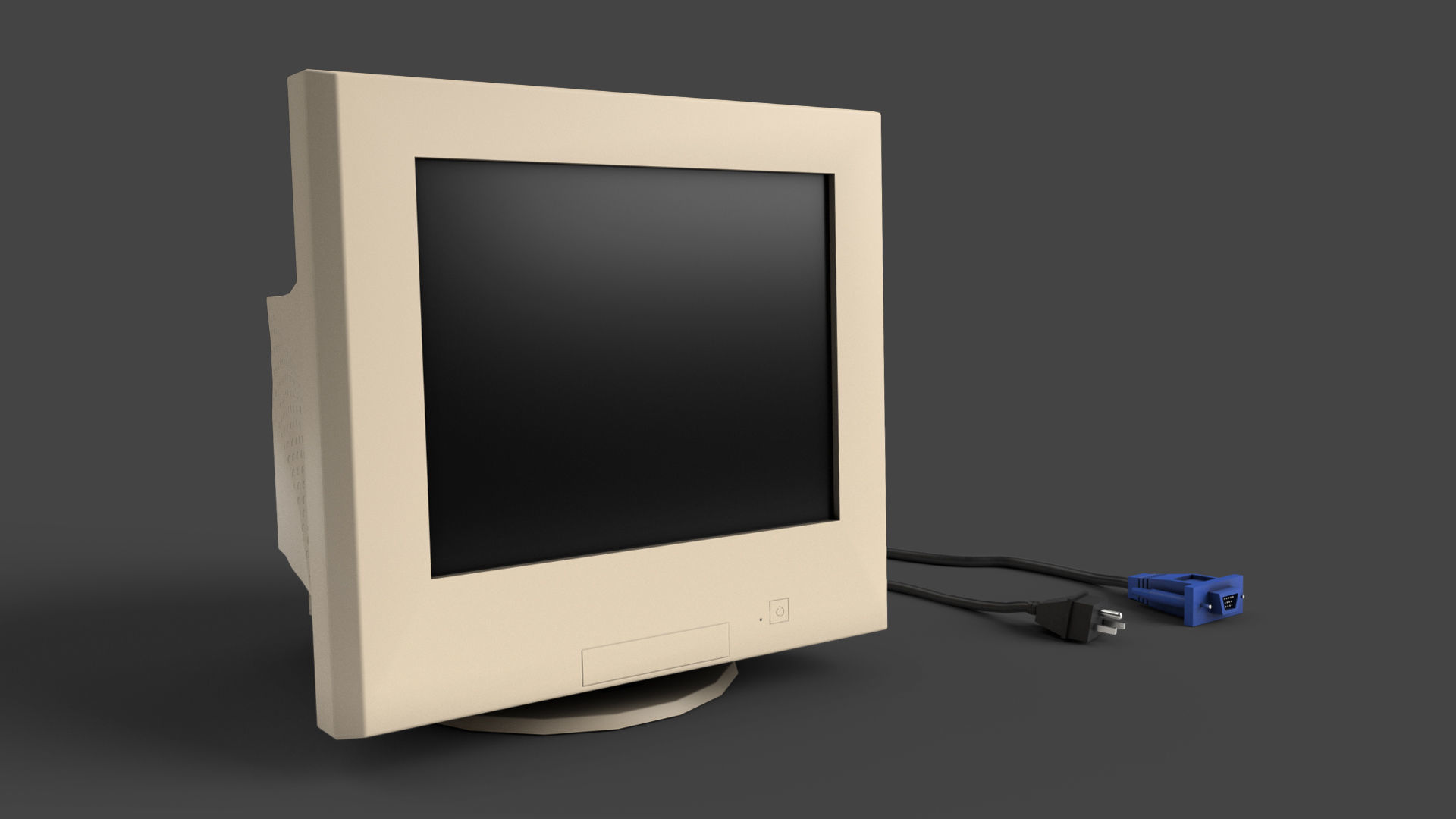 Low Poly Desktop CRT Monitor - Yellow Low-poly 3D model_4