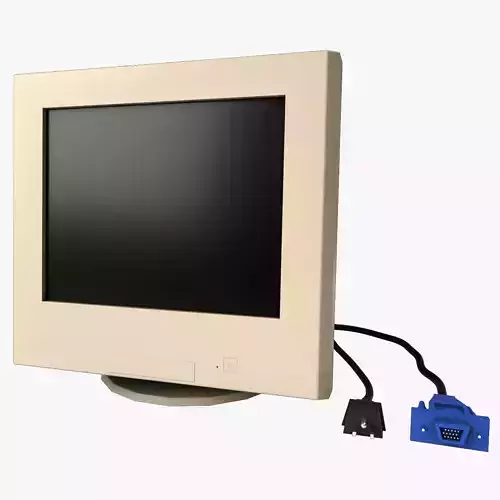 Low Poly Desktop CRT Monitor - Yellow Low-poly 3D model