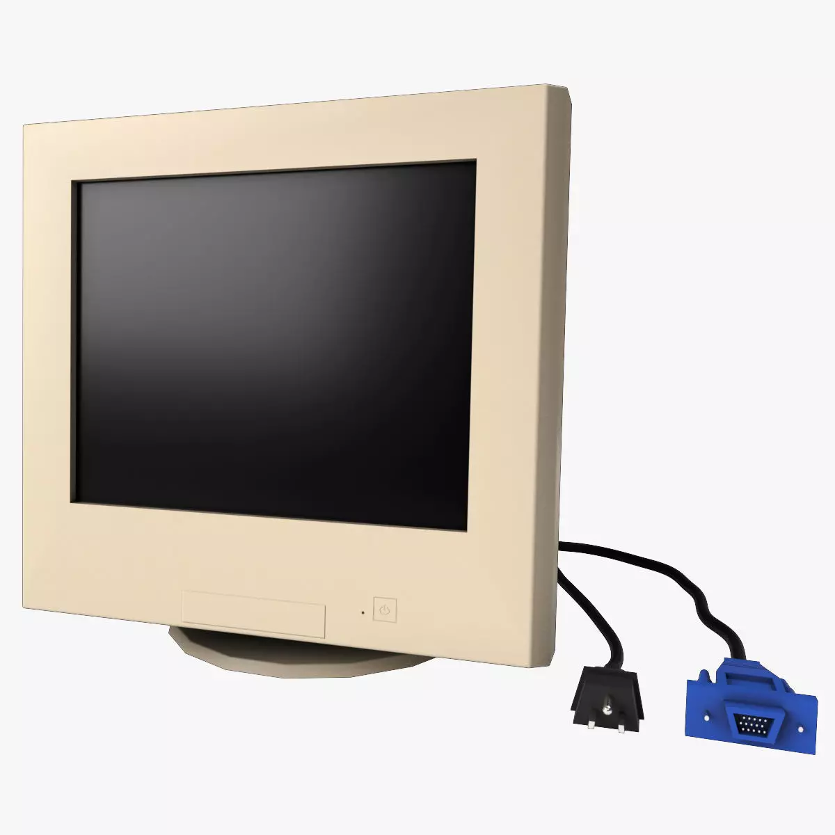 Low Poly Desktop CRT Monitor - Yellow Low-poly 3D model_0
