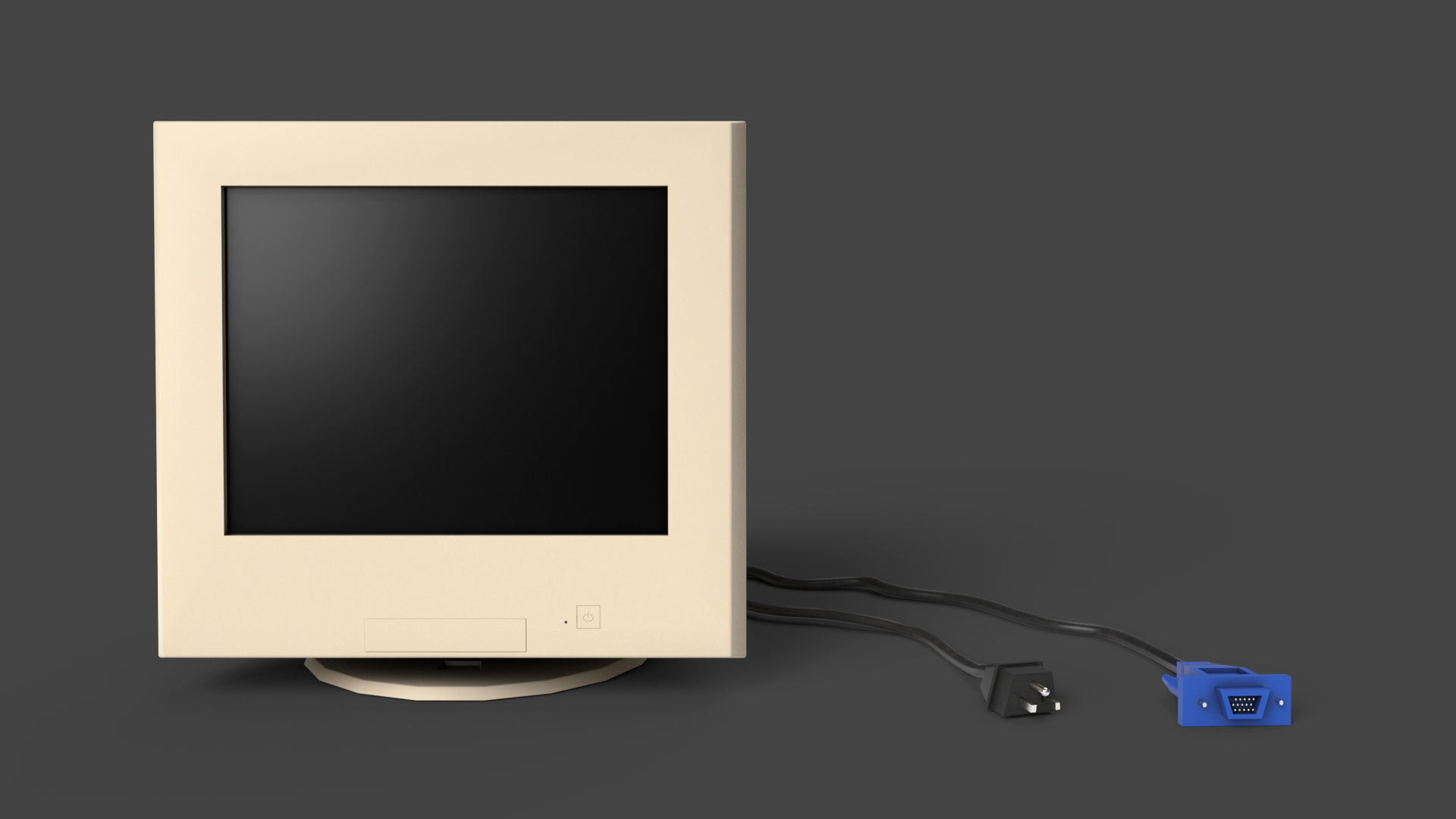 Low Poly Desktop CRT Monitor - Yellow Low-poly 3D model_6