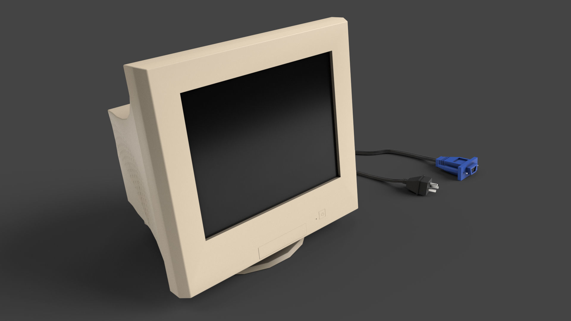 Low Poly Desktop CRT Monitor - Yellow Low-poly 3D model_5