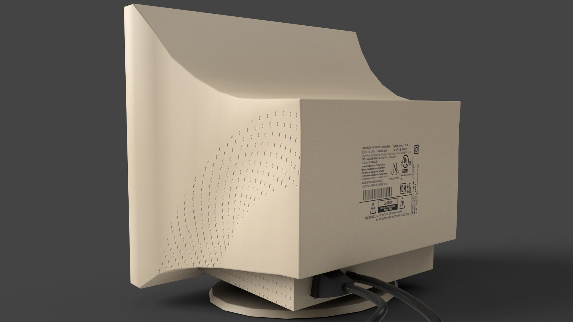 Low Poly Desktop CRT Monitor - Yellow Low-poly 3D model_3