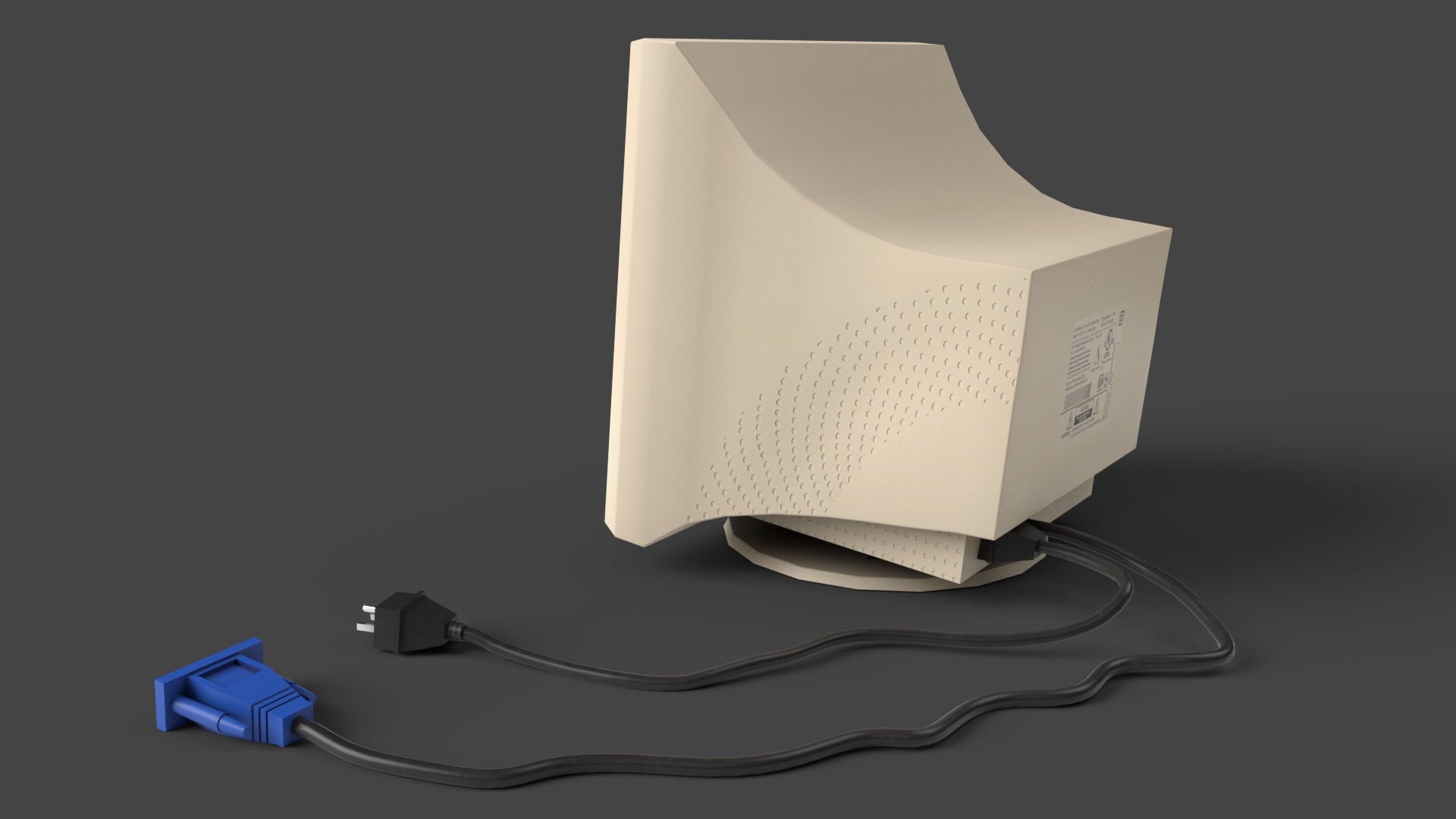 Low Poly Desktop CRT Monitor - Yellow Low-poly 3D model_2