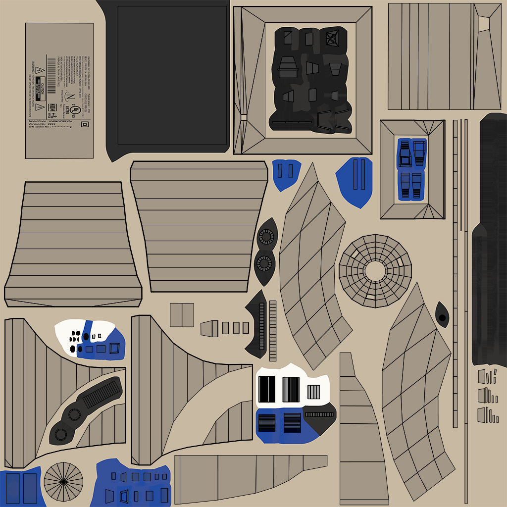 Low Poly Desktop CRT Monitor - Yellow Low-poly 3D model_9