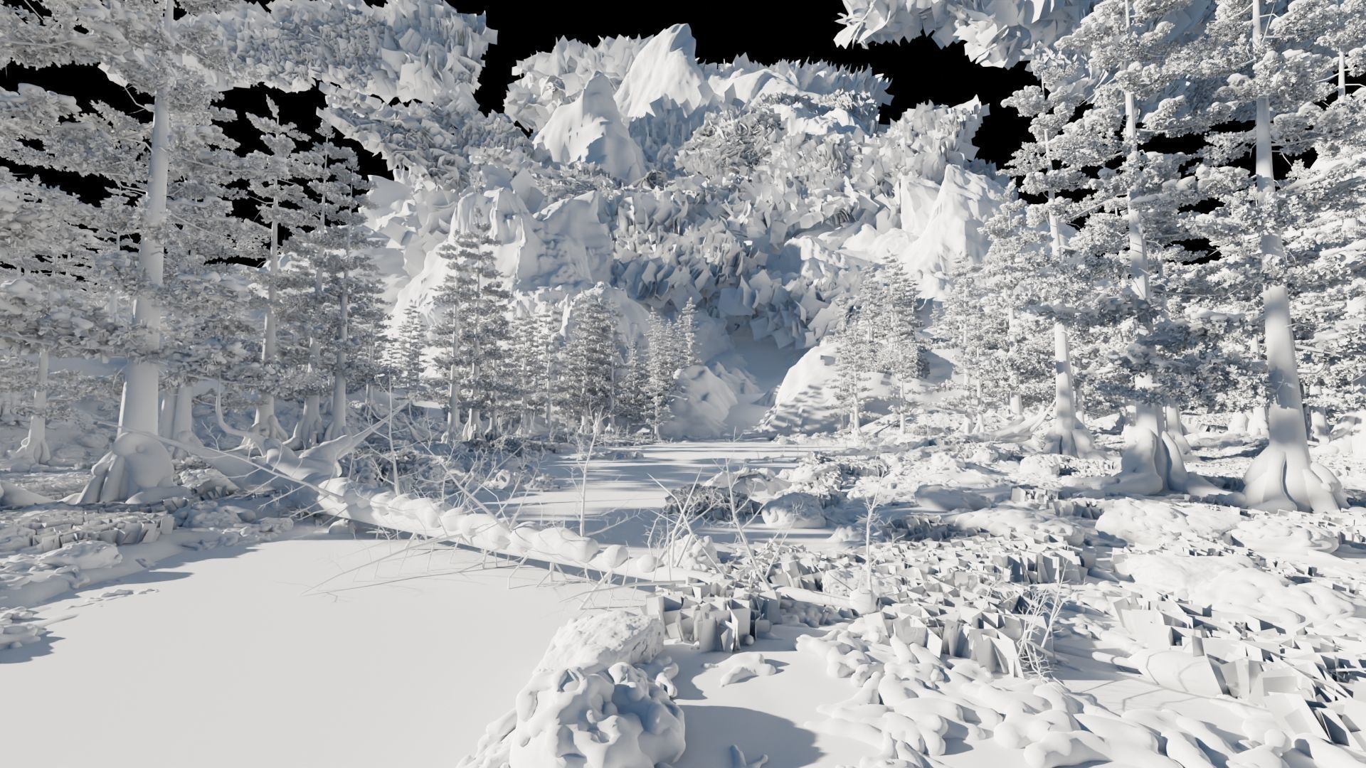 Snow Landscape 3D model_8