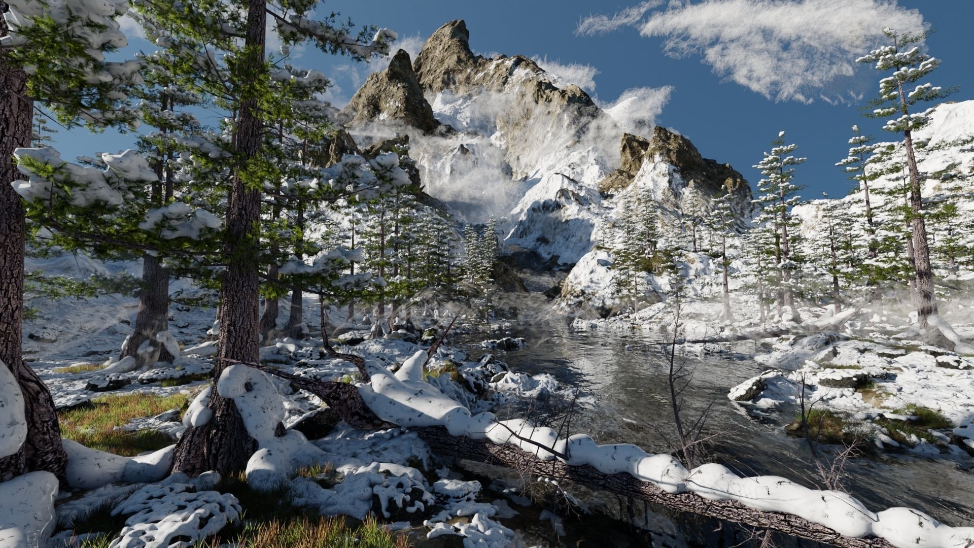 Snow Landscape 3D model_1