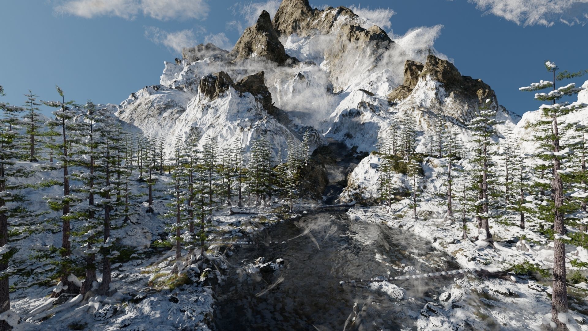 Snow Landscape 3D model_2