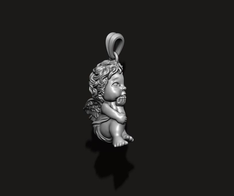 Dreaming baby angel pendant basrelief 3D print model_5