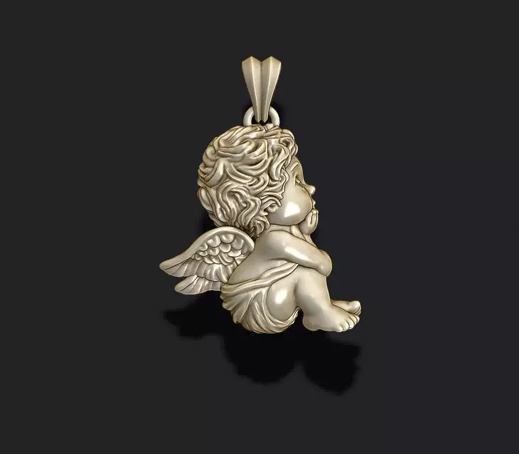 Dreaming baby angel pendant basrelief 3D print model_0