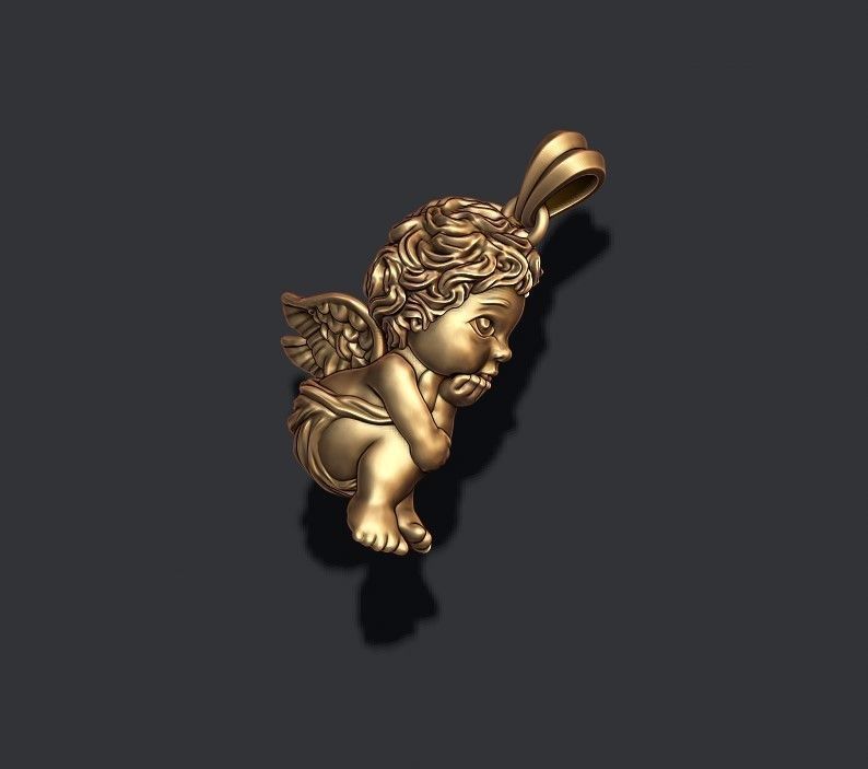 Dreaming baby angel pendant basrelief 3D print model_1
