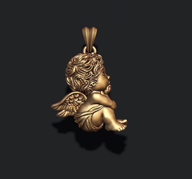 Dreaming baby angel pendant basrelief 3D print model_2