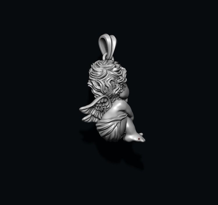 Dreaming baby angel pendant basrelief 3D print model_6