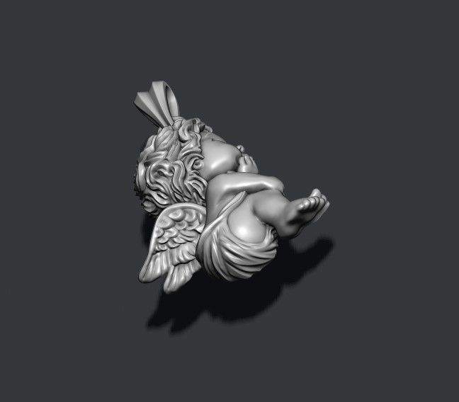 Dreaming baby angel pendant basrelief 3D print model_7