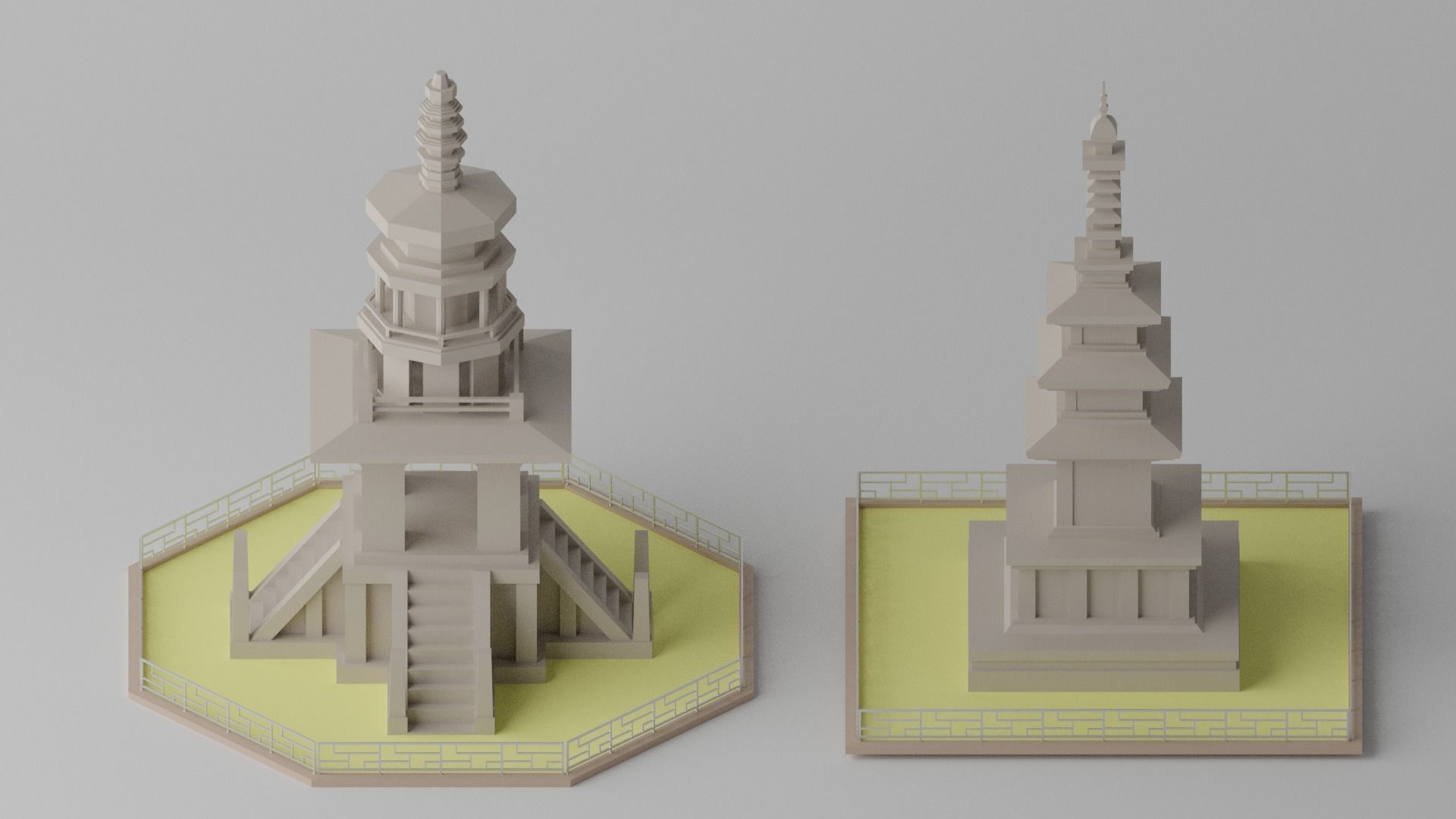 Gyeongju Bulguksa Stone Pagoda Dabotap Seokgatap Korea Low-poly 3D model_1