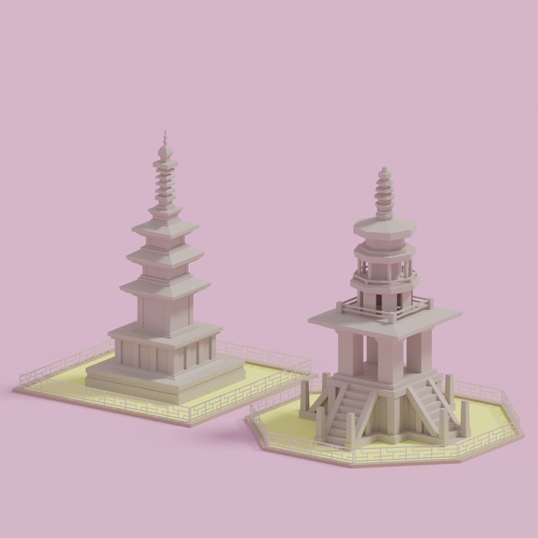 Gyeongju Bulguksa Stone Pagoda Dabotap Seokgatap Korea Low-poly 3D model_14