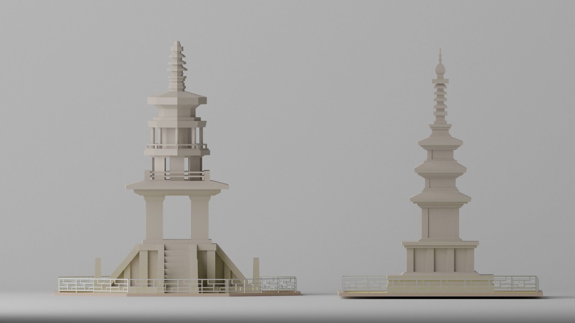 Gyeongju Bulguksa Stone Pagoda Dabotap Seokgatap Korea Low-poly 3D model_21