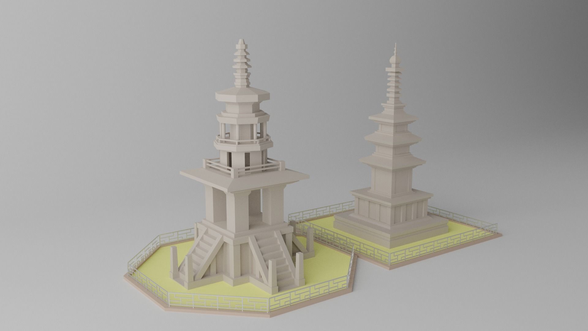 Gyeongju Bulguksa Stone Pagoda Dabotap Seokgatap Korea Low-poly 3D model_25