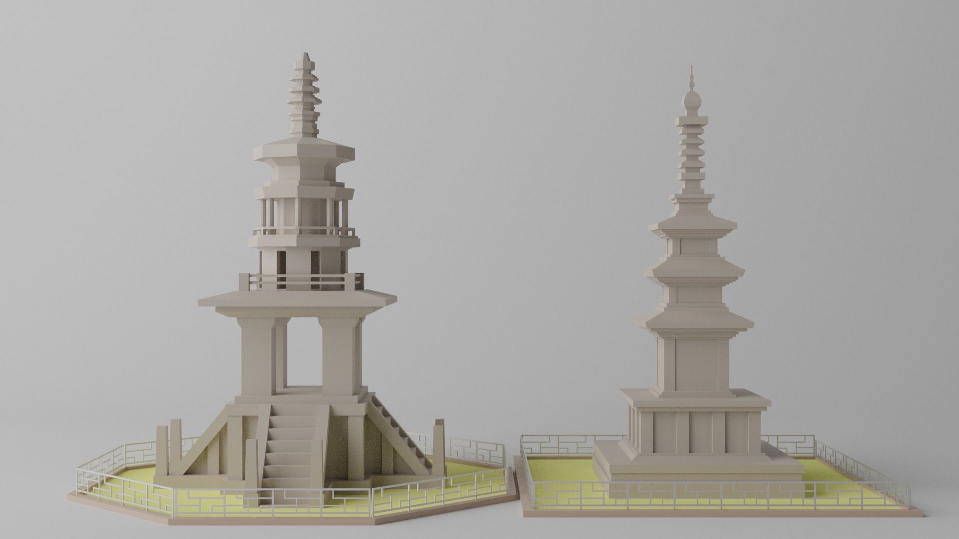 Gyeongju Bulguksa Stone Pagoda Dabotap Seokgatap Korea Low-poly 3D model_23