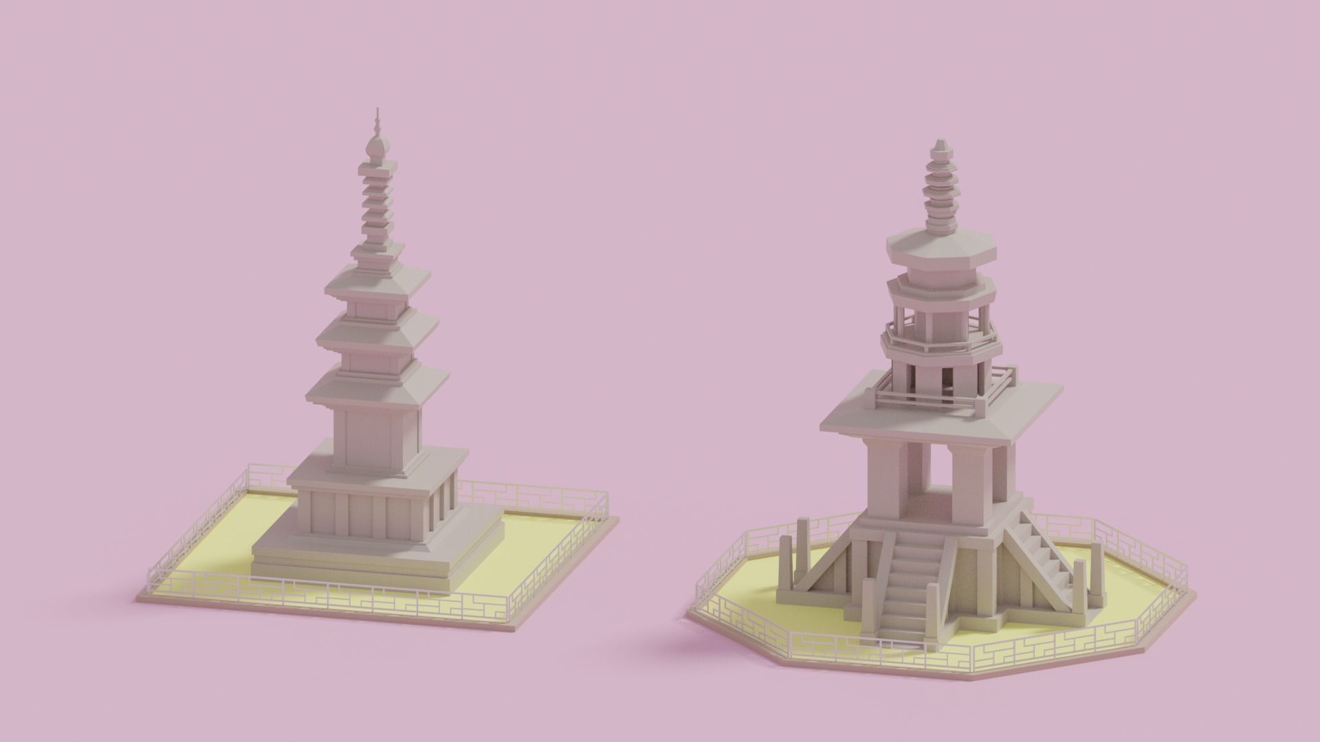 Gyeongju Bulguksa Stone Pagoda Dabotap Seokgatap Korea Low-poly 3D model_7