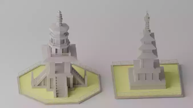 Gyeongju Bulguksa Stone Pagoda Dabotap  Seokgatap Korea Low-poly 3D model